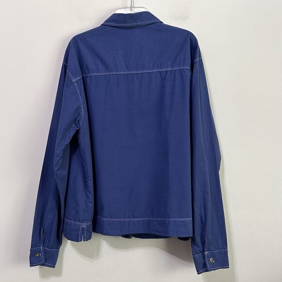 Fresh Produce Jacket Plus 1X Cotton Blue Lightweight Button Front Pockets Chore - Picture 12 of 12